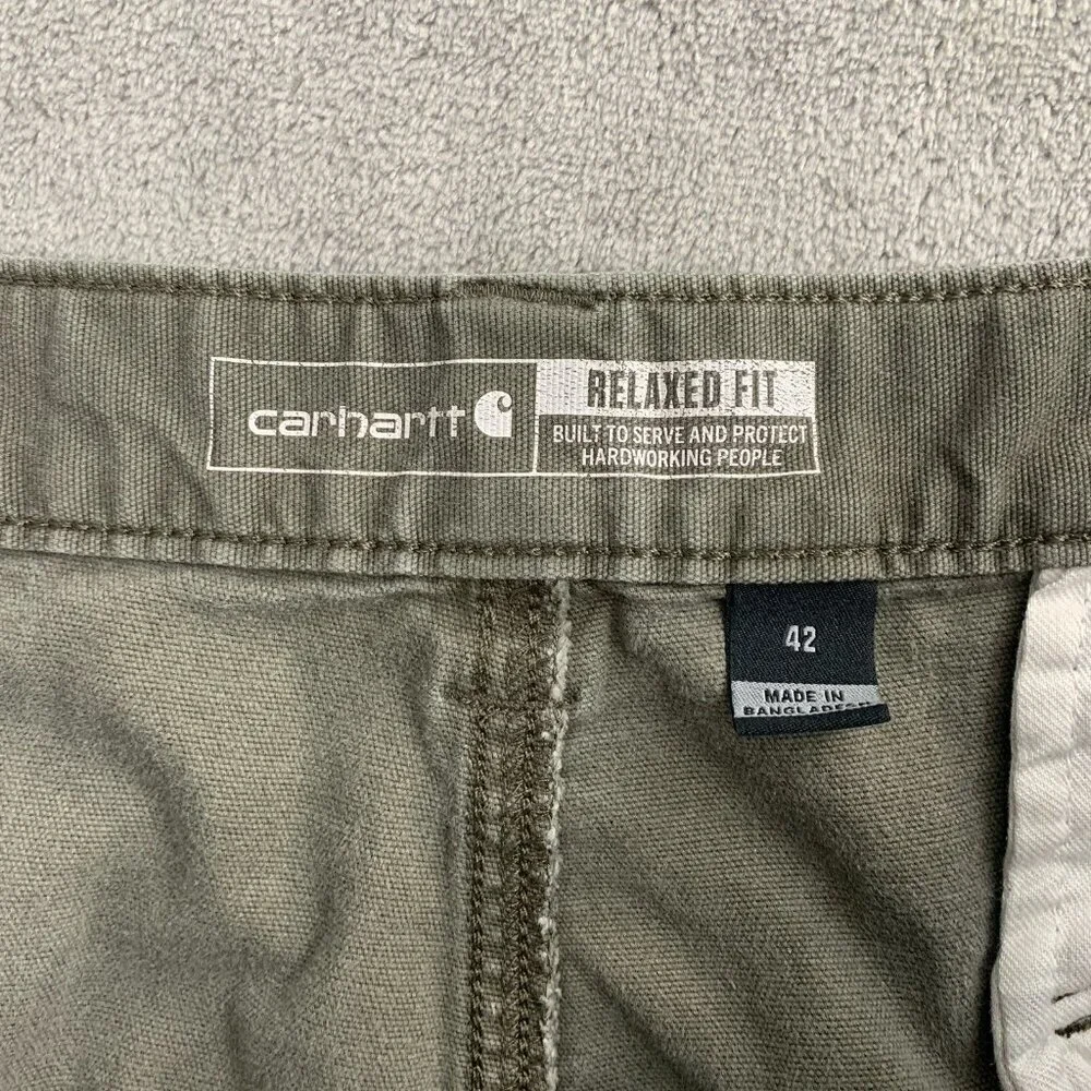 Carhartt Shorts Men 40 Rugged Flex Relaxed Fit Canvas Utility Workwear Green 10”
